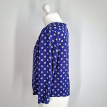 Load image into Gallery viewer, Mudd & Water Shell Print Blouse UK 10 Blue Button Front Long Sleeve Top Tencel