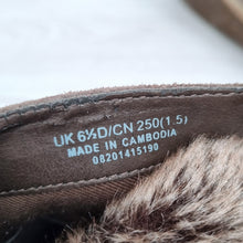 Load image into Gallery viewer, Clarks Brown Suede Boots UK 6.5 Wedge Ankle Faux Fur Lined Lace Up Taupe Winter