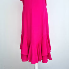 Load image into Gallery viewer, Vintage Frank Usher Dress Hot Pink Cocktail Fit & Flare Ruffles Crepe Wedding 12