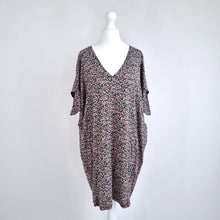 Load image into Gallery viewer, Ganni T-shirt Dress Floral Print Ditsy Black Pink Tunic Top Jersey Mini Small