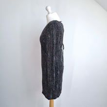 Load image into Gallery viewer, Topshop Glitter Bodycon Dress UK 14 Black Open Back Party Stretch Sparkly Sleeve