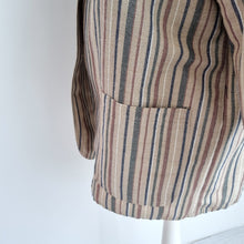 Load image into Gallery viewer, Vintage St Michael Blazer UK 18 20 Linen Blend Beige Striped 90s M&S Jacket Plus