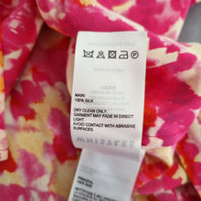 Load image into Gallery viewer, Whistles Blouse 100% Silk Pink Yellow Abstract Print Short Sleeves Top Bright 10