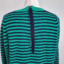 Load image into Gallery viewer, Benetton Jumper Dress Wool Blend XL Striped Green Black Winter Knitted V Neck