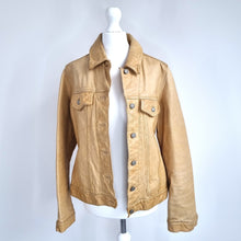 Load image into Gallery viewer, Vintage GAP Leather Jacket Tan Rare Genuine 90s Y2K Button Down Women's Medium