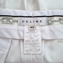 Load image into Gallery viewer, Celine Trousers White Cropped Size 42 UK 12/14 Chinos Cotton Stretch Work Slim