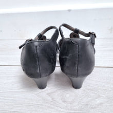 Load image into Gallery viewer, Hotter Surabaya Wedge Sandals UK 6 Black Leather Comfort Gladiador Fishermen