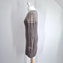 Load image into Gallery viewer, Sherpa Jumper Dress Fairisle Medium Merino Wool Alpaca Blend Knit Tunic Brown