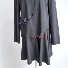 Load image into Gallery viewer, Sportmax Dress Black NEW Wool Skater Max Mara Ruffles Long Sleeves Mini UK 8