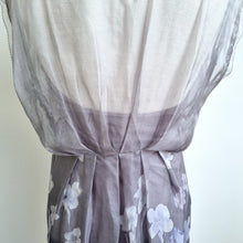 Load image into Gallery viewer, Mint Velvet 100% Silk Dress Floral Print UK 14 Grey Lilac Layered Occasion Party