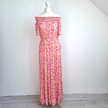 Load image into Gallery viewer, Matalan Papaya Maxi Dress UK 14 Off the Shoulder Pink 100% Viscose Summer Boho