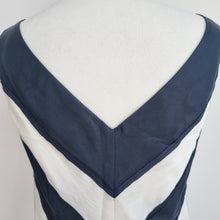 Load image into Gallery viewer, Cost Top Silk Cotton Blend Striped Black Off White Blouse Lined V Neck Party 14