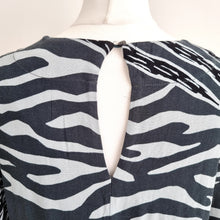 Load image into Gallery viewer, Whistles Dress Mini Animal Print Babydoll Smock Lined Grey Work Long Sleeves 8