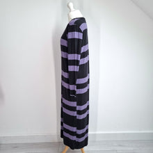 Load image into Gallery viewer, ASOS Design Maxi Dress UK 12 Black Purple Striped Long Sleeves T-shirt Grunge