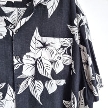 Load image into Gallery viewer, M&S Hawaiian Shirt Men's Linen Cotton Black Aloha Regular Fit Short Sleeve 3XL