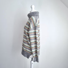 Load image into Gallery viewer, JD Williams Jumper Roll Neck Striped UK 8 10 Grey Soft Knit Winter Cosy Pastel