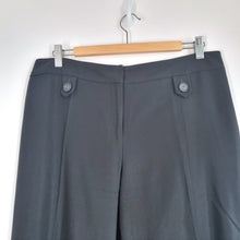 Load image into Gallery viewer, Hobbs Wide Leg Trousers UK 14 Black 100% Virgin Wool Tailored Work Smart Office