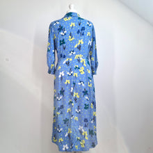 Load image into Gallery viewer, Finery Midi Tea Dress Blue 16 Floral Print Long Sleeves Pastel Work Occasion