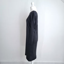 Load image into Gallery viewer, Oliver Bonas Metallic Dress UK 8 Black Lurex Knit Open Back Long Sleeves Party