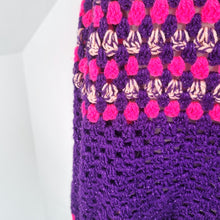 Load image into Gallery viewer, Handmade Crochet Jumper Purple Pink Oversized Chunky Knit Granny 3/4 Sleeve XXL