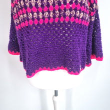 Load image into Gallery viewer, Handmade Crochet Jumper Purple Pink Oversized Chunky Knit Granny 3/4 Sleeve XXL
