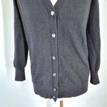 Load image into Gallery viewer, Hush 100% Cashmere Cardigan Black V Neck Button Down Grandad Jumper Knit XS