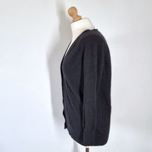 Load image into Gallery viewer, Hush 100% Cashmere Cardigan Black V Neck Button Down Grandad Jumper Knit XS
