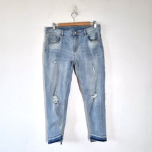 Load image into Gallery viewer, Zara Ripped Distressed Skinny Jeans Paint Splattered Light Blue Wash Ankle Mid Rise 14
