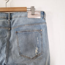 Load image into Gallery viewer, Zara Ripped Distressed Skinny Jeans Paint Splattered Light Blue Wash Ankle Mid Rise 14