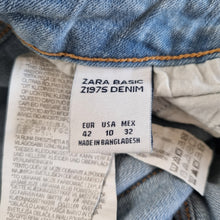 Load image into Gallery viewer, Zara Ripped Distressed Skinny Jeans Paint Splattered Light Blue Wash Ankle Mid Rise 14