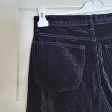 Load image into Gallery viewer, River Island Velvet Trousers Jeans Black Tapered High Waist Pockets Pants Retro 32'' Regular
