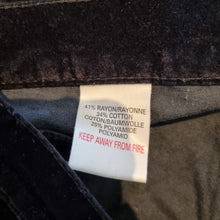 Load image into Gallery viewer, River Island Velvet Trousers Jeans Black Tapered High Waist Pockets Pants Retro 32'' Regular