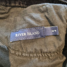 Load image into Gallery viewer, River Island Velvet Trousers Jeans Black Tapered High Waist Pockets Pants Retro 32'' Regular