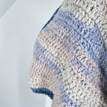 Load image into Gallery viewer, Handmade Crochet Cardigan Blue Beige Oversized Chunky Knit Granny 3/4 Sleeve XXL