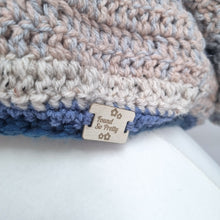 Load image into Gallery viewer, Handmade Crochet Cardigan Blue Beige Oversized Chunky Knit Granny 3/4 Sleeve XXL