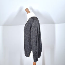 Load image into Gallery viewer, Whistles Jumper Sparkly Lurex Top Metallic V Neck Lightweight Grey Party Medium