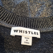 Load image into Gallery viewer, Whistles Jumper Sparkly Lurex Top Metallic V Neck Lightweight Grey Party Medium