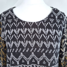 Load image into Gallery viewer, Gudrun Sjoden Dress Tunic Woven Cotton Lagenlook Aztec Long Sleeves Pocket Small