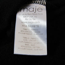 Load image into Gallery viewer, Maje T-shirt Leather Pleated Sleeves Gothic Top Black Scoop Cowl Neck 2 Medium