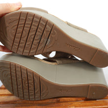 Load image into Gallery viewer, Clarks Real Leather Brown Tan Sandals Wedge Platforms Crocodile Straps Shoes UK 7.5