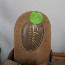 Load image into Gallery viewer, Clarks Real Leather Brown Tan Sandals Wedge Platforms Crocodile Straps Shoes UK 7.5