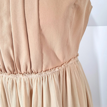 Load image into Gallery viewer, Zara Nude Dress Cocktail Tulle Skirt Ruffle Collar Occasion Knee Length Medium