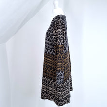 Load image into Gallery viewer, Gudrun Sjoden Dress Tunic Woven Cotton Lagenlook Aztec Long Sleeves Pocket Small