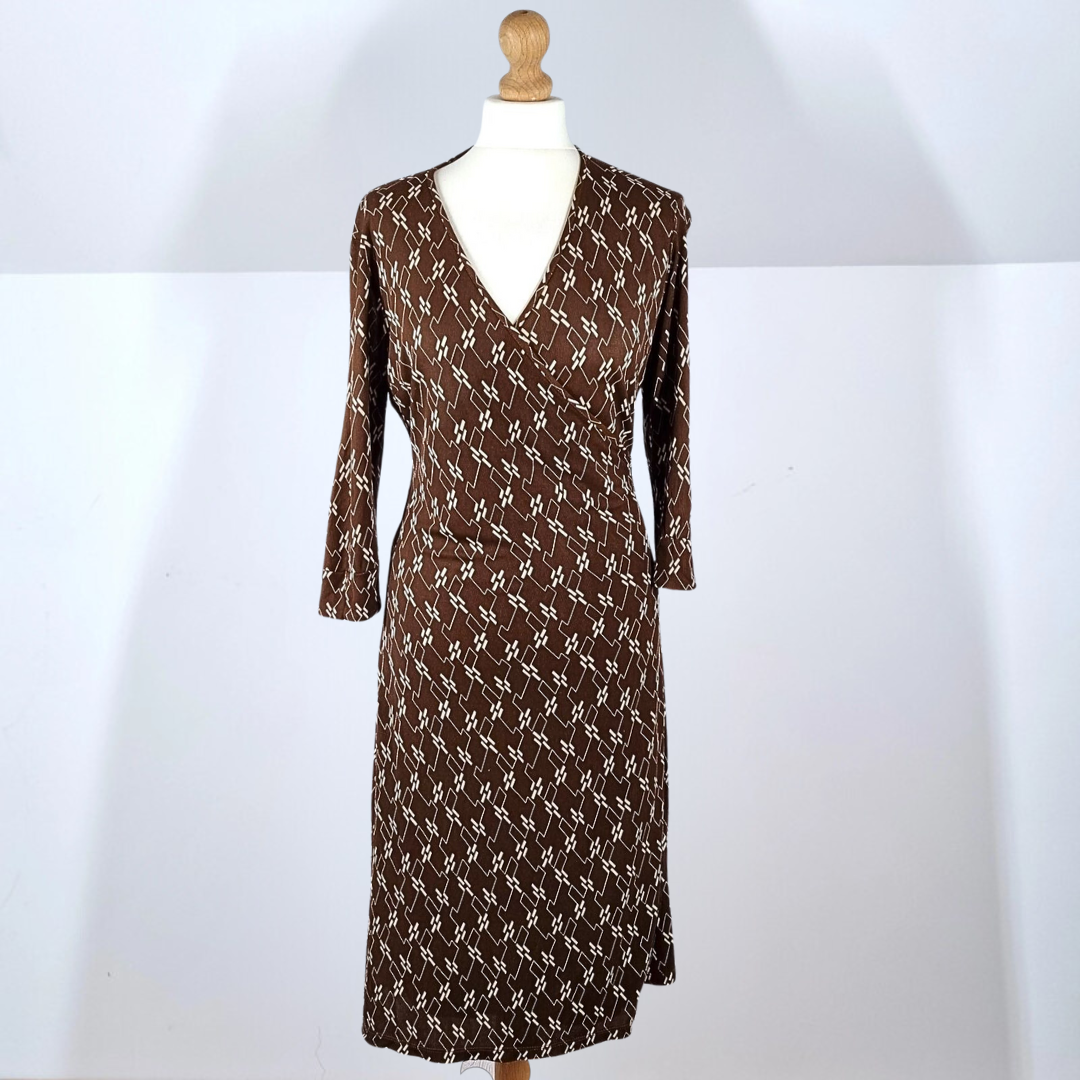 Jasper Conran Wrap Dress Brown Debenhams Print Knee Length 100 Viscos Found So Pretty