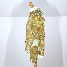 Load image into Gallery viewer, Ted Baker Blouse Paisley Ornate Baroque Print Chain Gold Mint Top Shirt 8