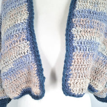 Load image into Gallery viewer, Handmade Crochet Cardigan Blue Beige Oversized Chunky Knit Granny 3/4 Sleeve XXL