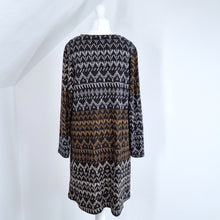 Load image into Gallery viewer, Gudrun Sjoden Dress Tunic Woven Cotton Lagenlook Aztec Long Sleeves Pocket Small