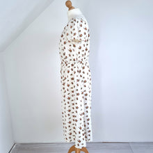 Load image into Gallery viewer, M&S Dress Midi Pockets Floral Milkmaid Sweetheart Ivory 100% Cotton A Line 12