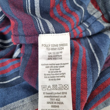 Load image into Gallery viewer, Seasalt Cornwall Dress Striped Folly Cove Tunic Shift Blue Red Pockets Cotton 12