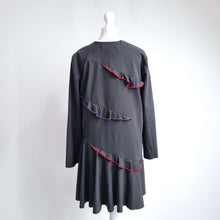 Load image into Gallery viewer, Sportmax Dress Black NEW Wool Skater Max Mara Ruffles Long Sleeves Mini UK 8
